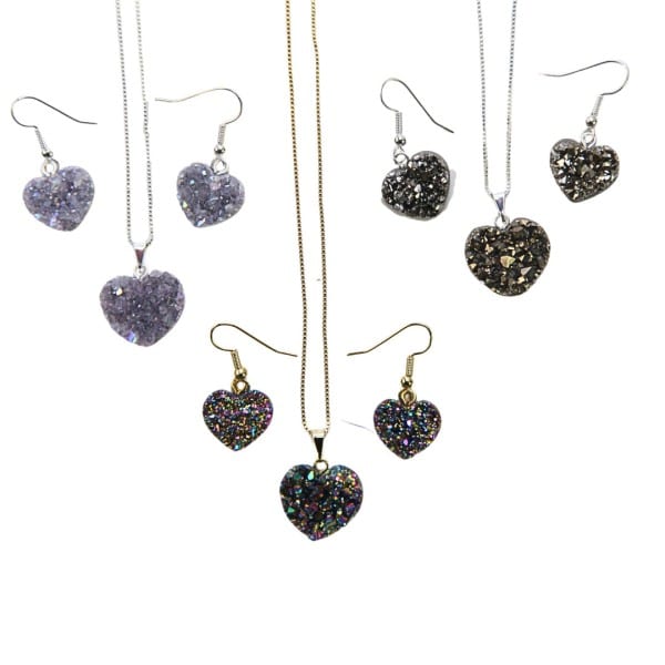 Amethyst Heart Necklace Earring Set - Image 2