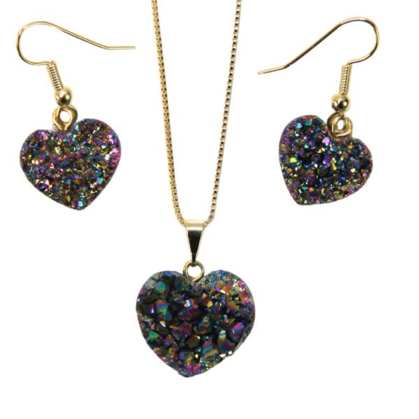 Amethyst Heart Necklace Earring Set - Image 4