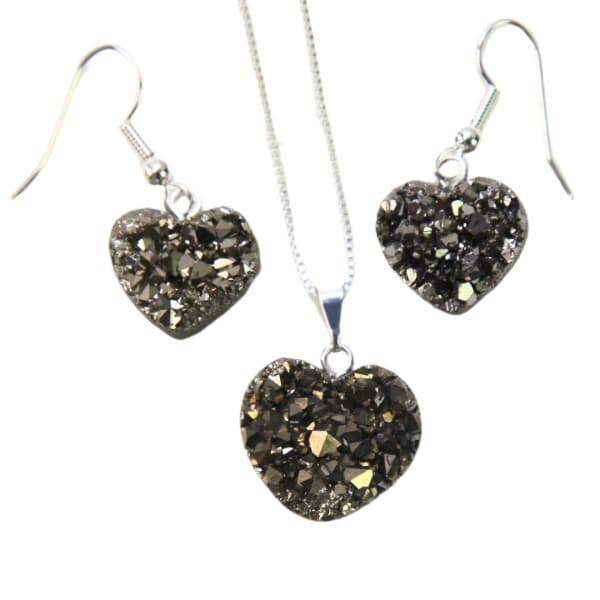 Amethyst Heart Necklace Earring Set - Image 5